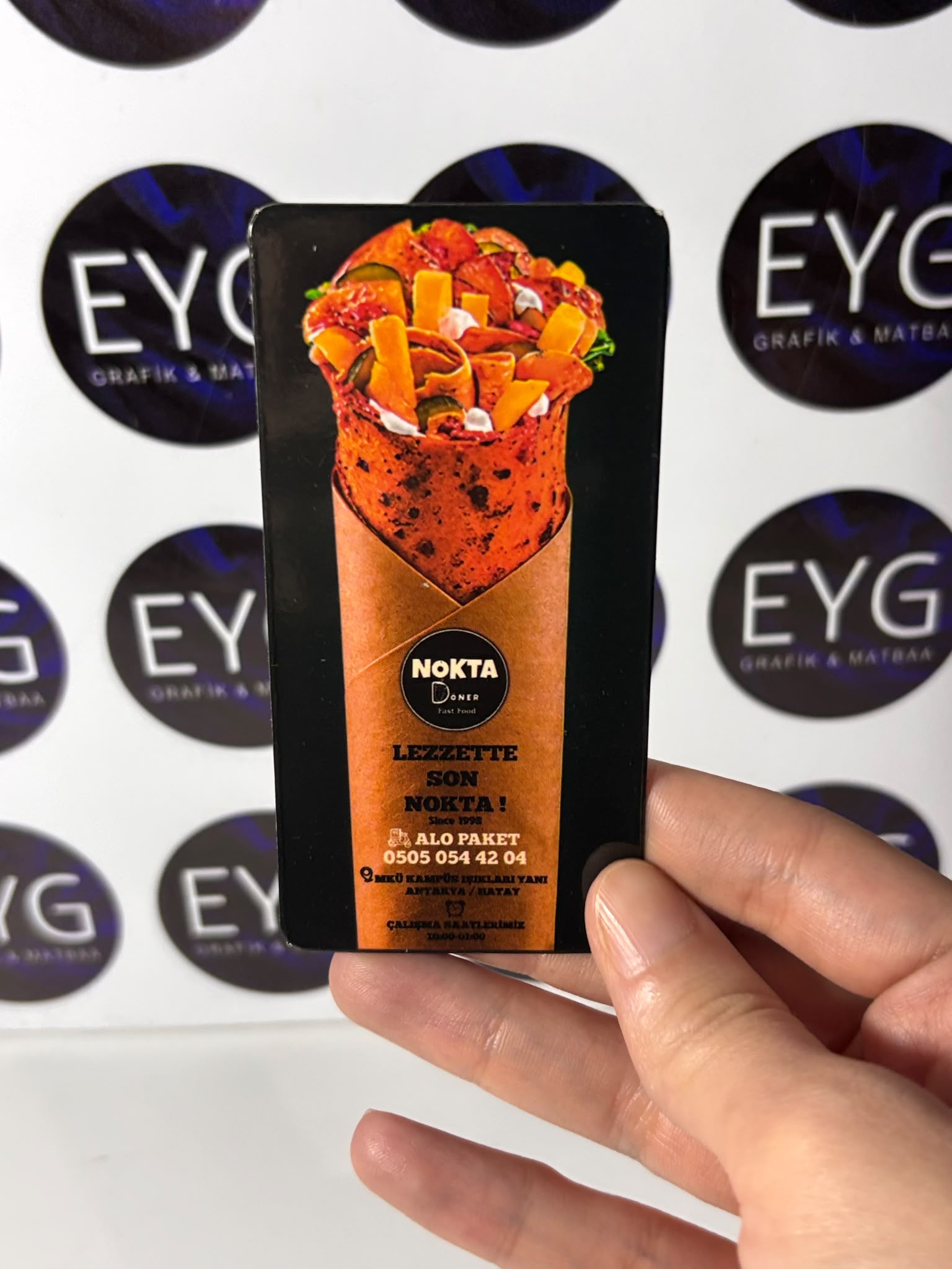 EYG Grafik tarafından hazırlanan Nokta Döner magnet baskı örneği
